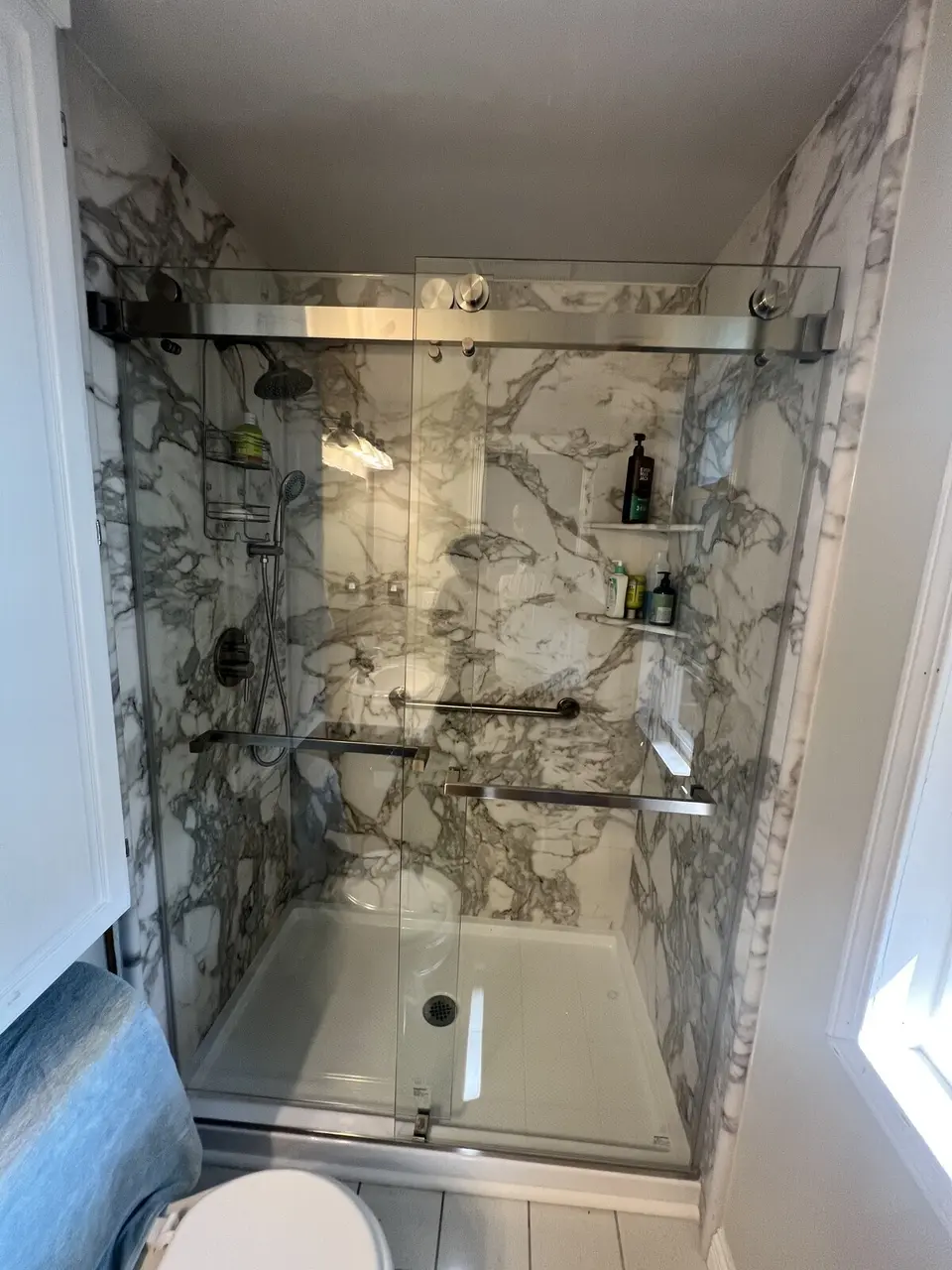 Bold marble shower conversion